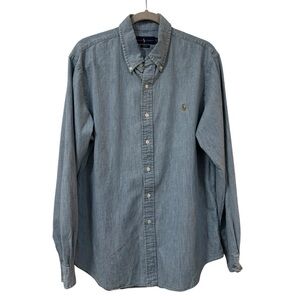 Ralph Lauren slim fit chambray button-down shirt men XL light blue casual denim